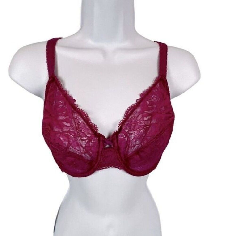 WACOAL BRA SIZE 34DD DARK PINK LACE